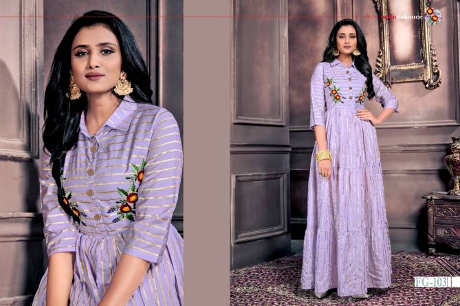 Fg Anokhi 1 Latest Fancy Designer Chanderi With Zari Lining Hand Embroidery Work Flair Festive Wear Kurti Collection